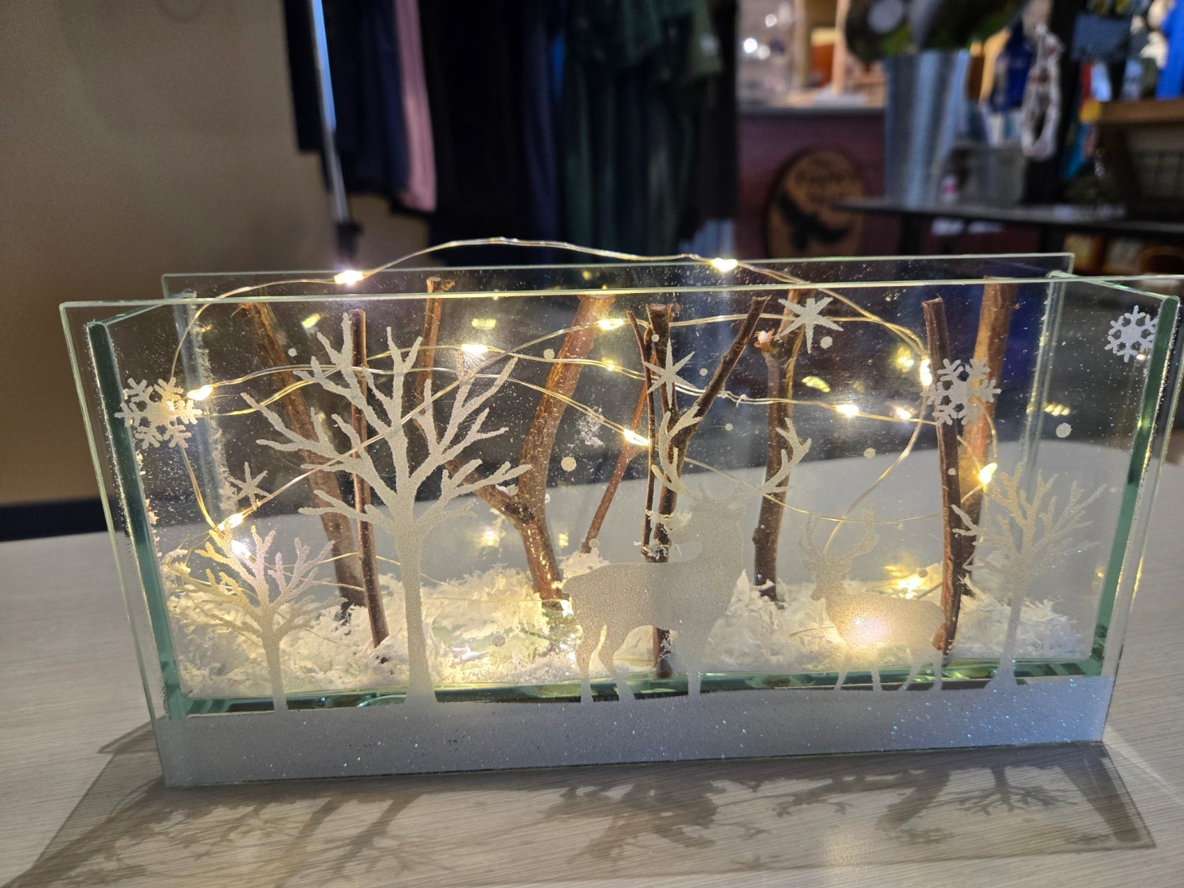 LED Woodland Animals Glass Box Large - Deer