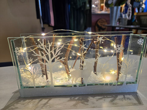 LED Woodland Animals Glass Box Large - Deer