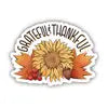 "Grateful and Thankful" Autumn Leaves and Sunflower Sticker
